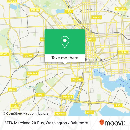 Mapa de MTA Maryland 20 Bus
