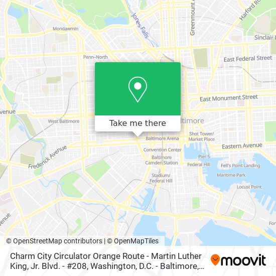 Mapa de Charm City Circulator Orange Route - Martin Luther King, Jr. Blvd. - #208