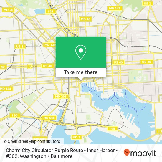 Mapa de Charm City Circulator Purple Route - Inner Harbor - #302
