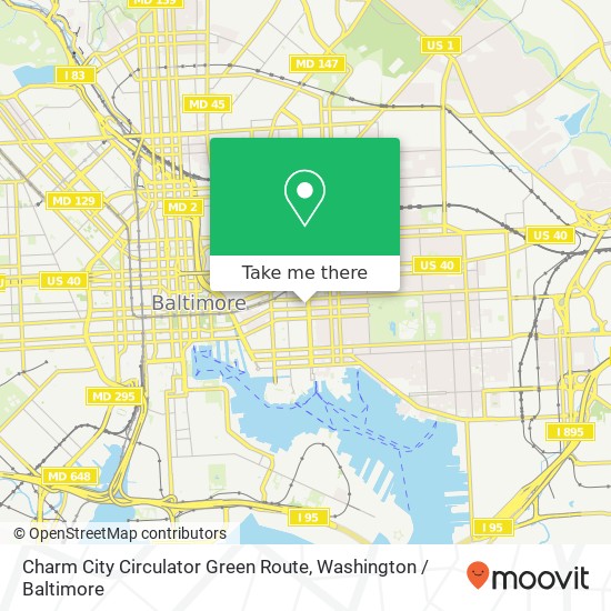 Mapa de Charm City Circulator Green Route