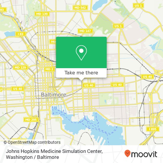 Johns Hopkins Medicine Simulation Center map