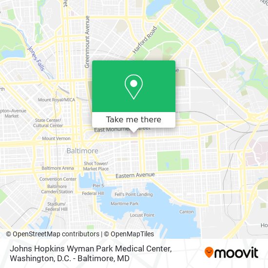 Mapa de Johns Hopkins Wyman Park Medical Center