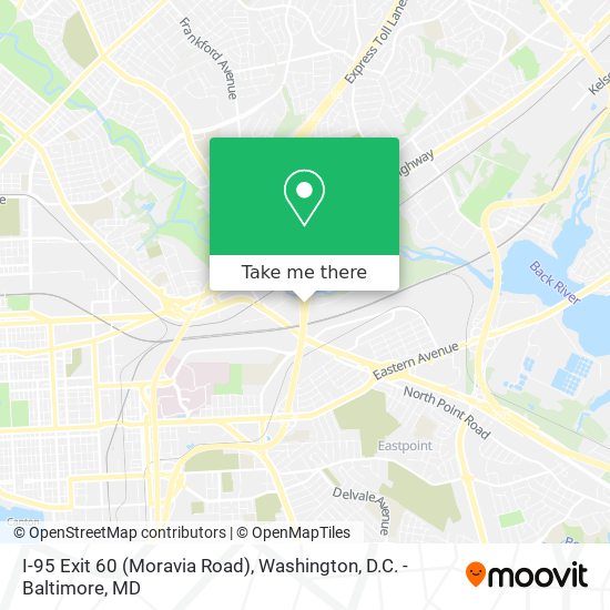 Mapa de I-95 Exit 60 (Moravia Road)