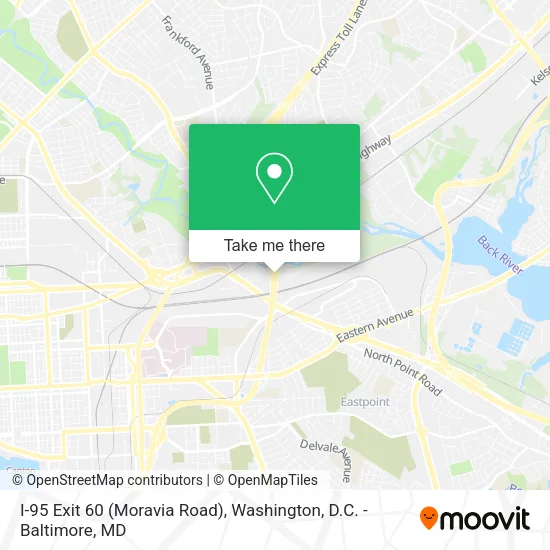 Mapa de I-95 Exit 60 (Moravia Road)