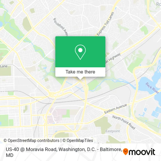 Mapa de US-40 @ Moravia Road