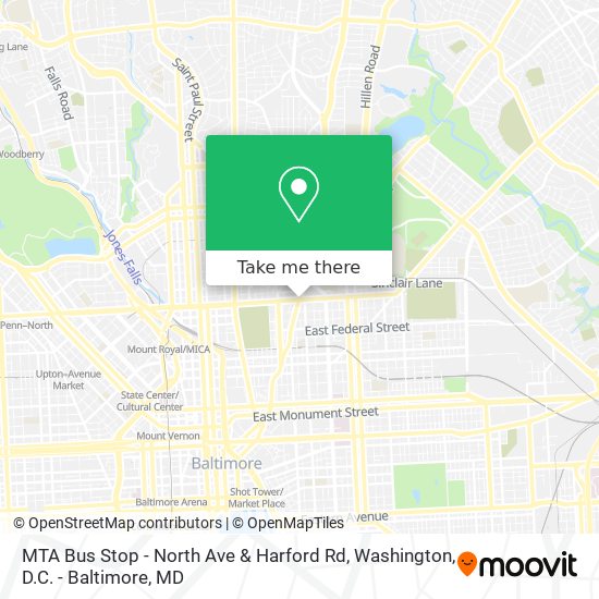 MTA Bus Stop - North Ave & Harford Rd map