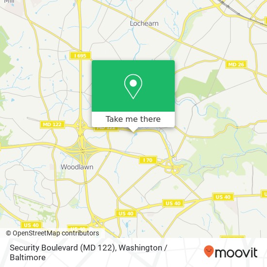 Mapa de Security Boulevard (MD 122)