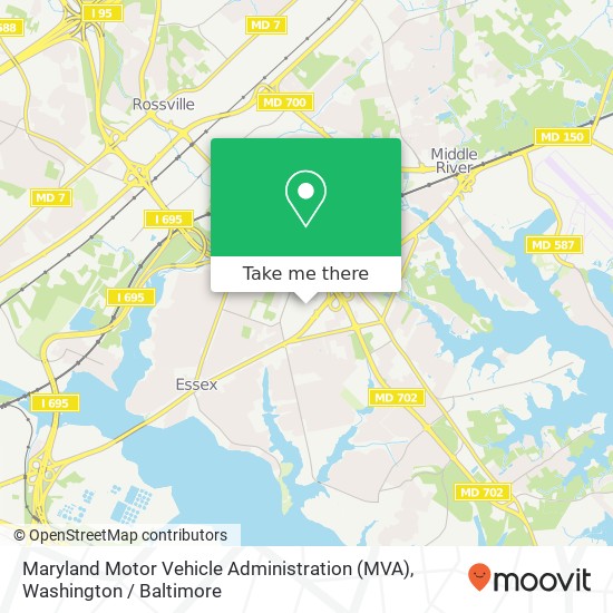 Maryland Motor Vehicle Administration (MVA) map