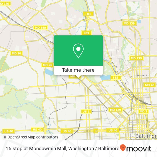 Mapa de 16 stop at Mondawmin Mall