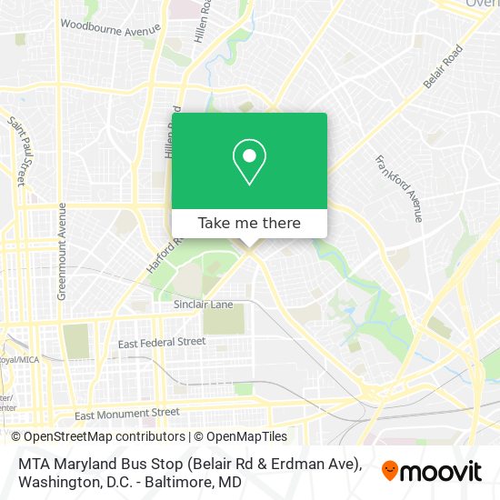 Mapa de MTA Maryland Bus Stop (Belair Rd & Erdman Ave)
