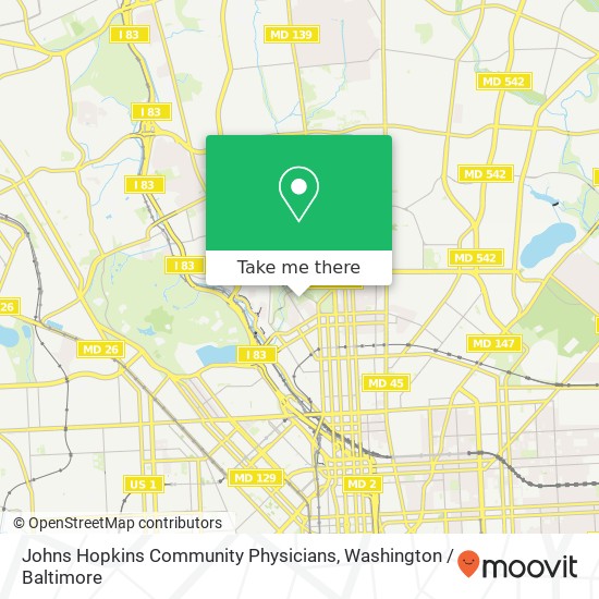 Mapa de Johns Hopkins Community Physicians