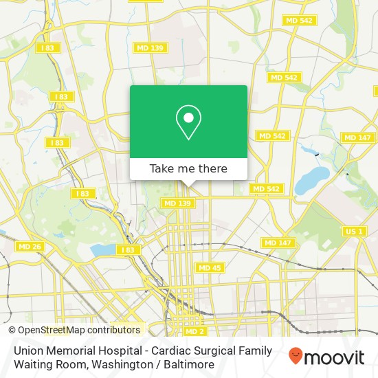 Mapa de Union Memorial Hospital - Cardiac Surgical Family Waiting Room