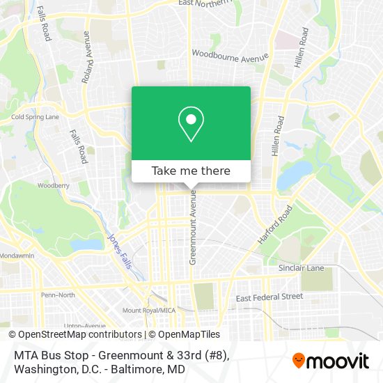 Mapa de MTA Bus Stop - Greenmount & 33rd (#8)