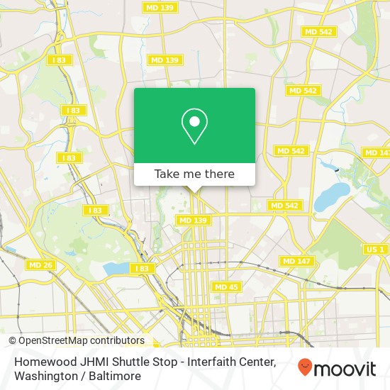 Mapa de Homewood JHMI Shuttle Stop - Interfaith Center