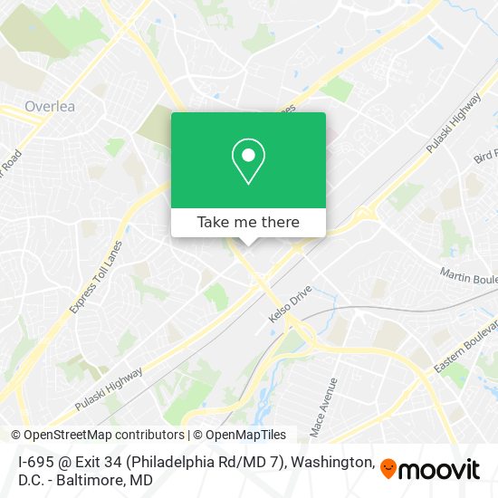 Mapa de I-695 @ Exit 34 (Philadelphia Rd / MD 7)