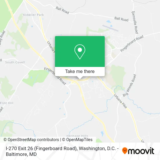 Mapa de I-270 Exit 26 (Fingerboard Road)