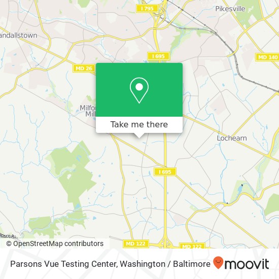 Mapa de Parsons Vue Testing Center