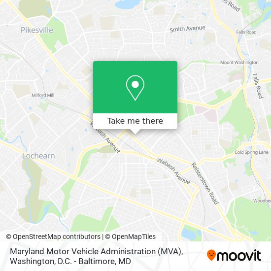 Maryland Motor Vehicle Administration (MVA) map