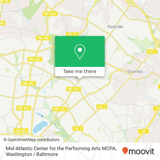 Mapa de Mid-Atlantic Center for the Performing Arts MCPA
