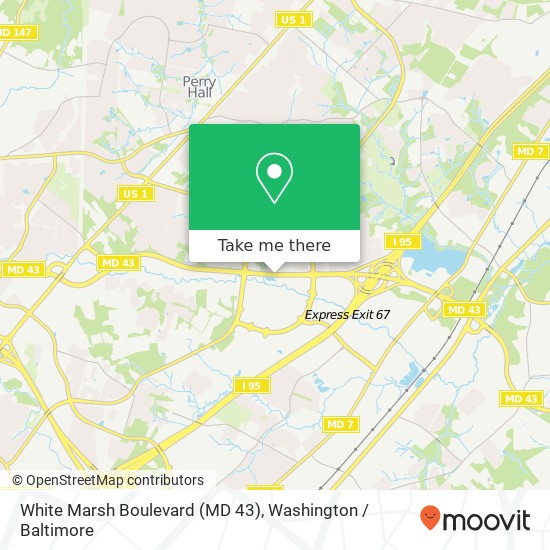 Mapa de White Marsh Boulevard (MD 43)