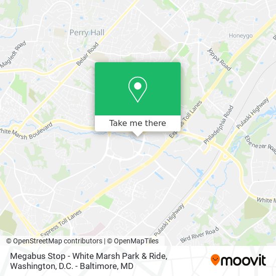 Mapa de Megabus Stop - White Marsh Park & Ride