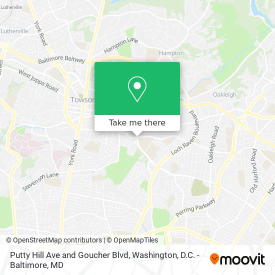 Putty Hill Ave and Goucher Blvd map