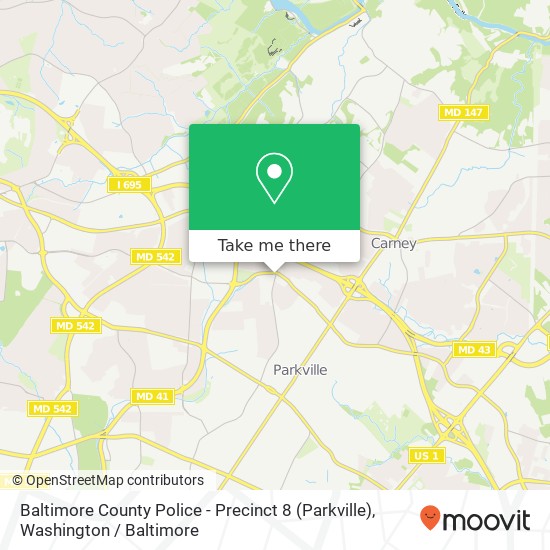 Baltimore County Police - Precinct 8 (Parkville) map