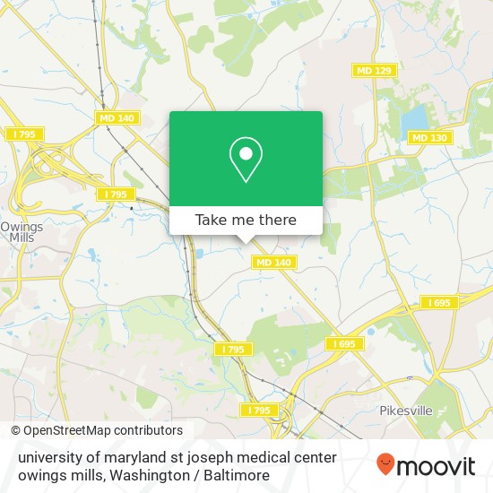 Mapa de university of maryland st joseph medical center owings mills