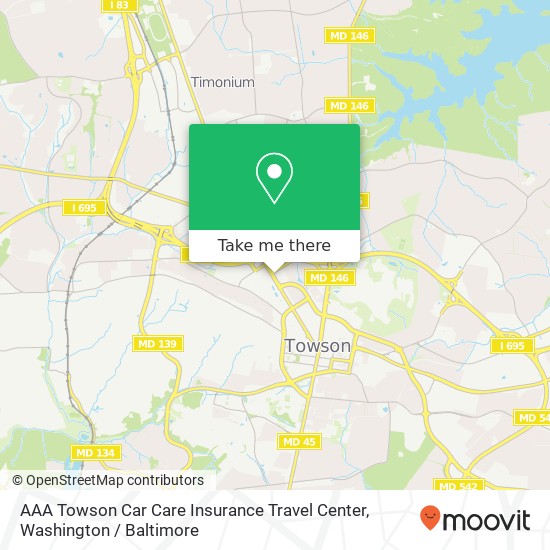 AAA Towson Car Care Insurance Travel Center map
