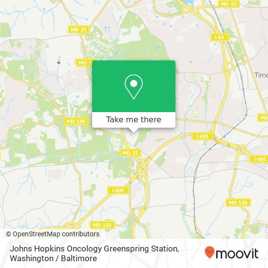 Mapa de Johns Hopkins Oncology Greenspring Station