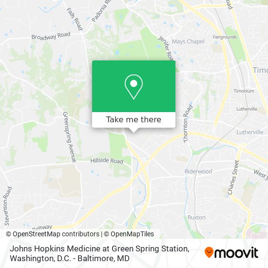 Johns Hopkins Medicine at Green Spring Station map