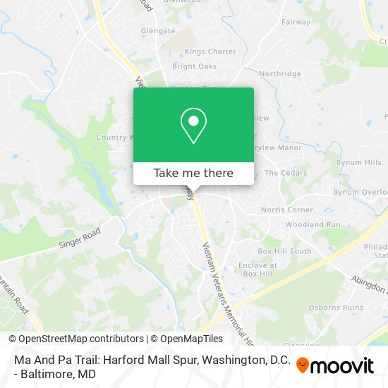 Mapa de Ma And Pa Trail: Harford Mall Spur