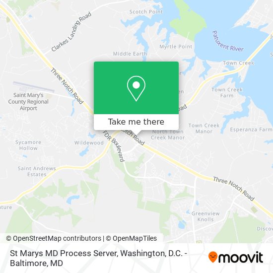 Mapa de St Marys MD Process Server