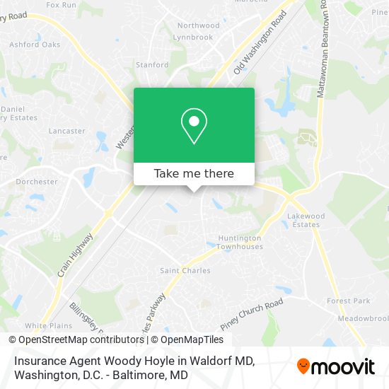 Insurance Agent Woody Hoyle in Waldorf MD map