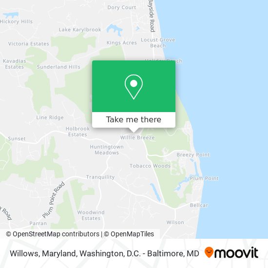 Mapa de Willows, Maryland
