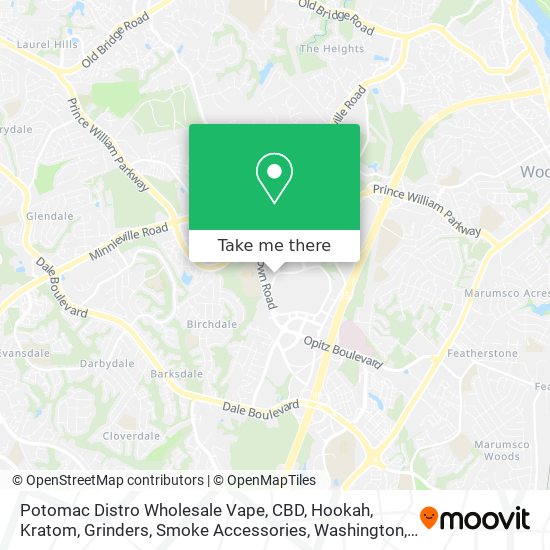 Mapa de Potomac Distro Wholesale Vape, CBD, Hookah, Kratom, Grinders, Smoke Accessories