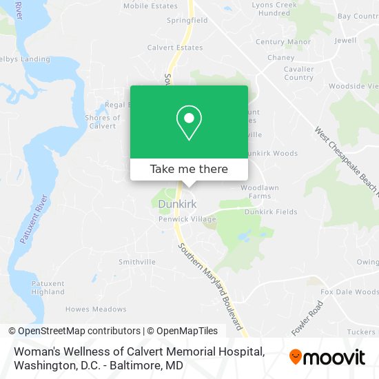 Mapa de Woman's Wellness of Calvert Memorial Hospital