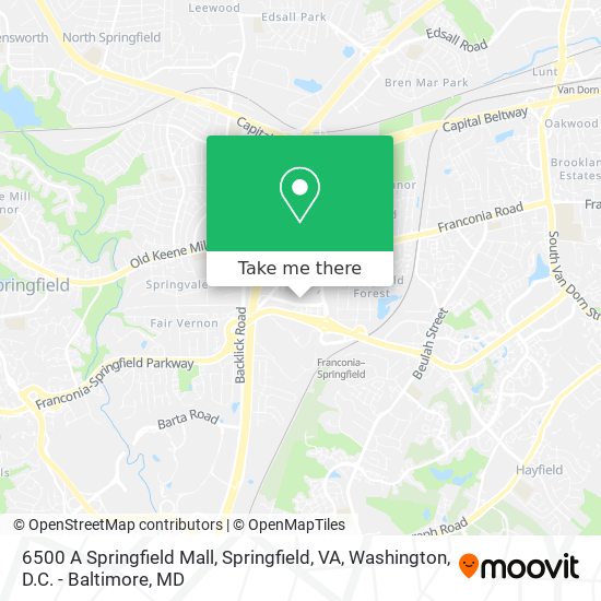 6500 A Springfield Mall, Springfield, VA map