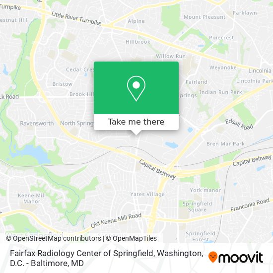 Mapa de Fairfax Radiology Center of Springfield