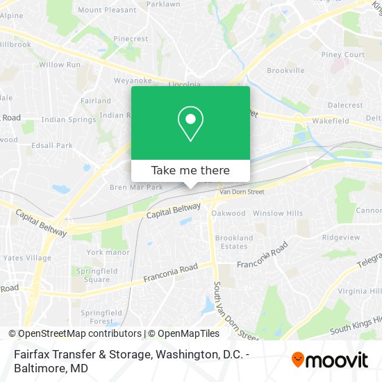 Fairfax Transfer & Storage map