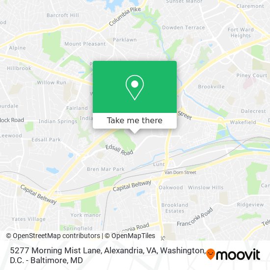 Mapa de 5277 Morning Mist Lane, Alexandria, VA