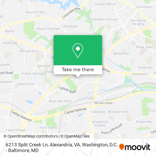 Mapa de 6213 Split Creek Ln, Alexandria, VA