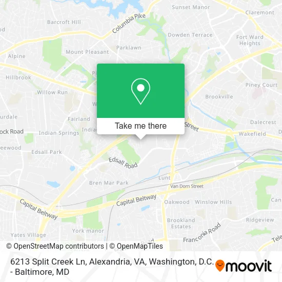 Mapa de 6213 Split Creek Ln, Alexandria, VA