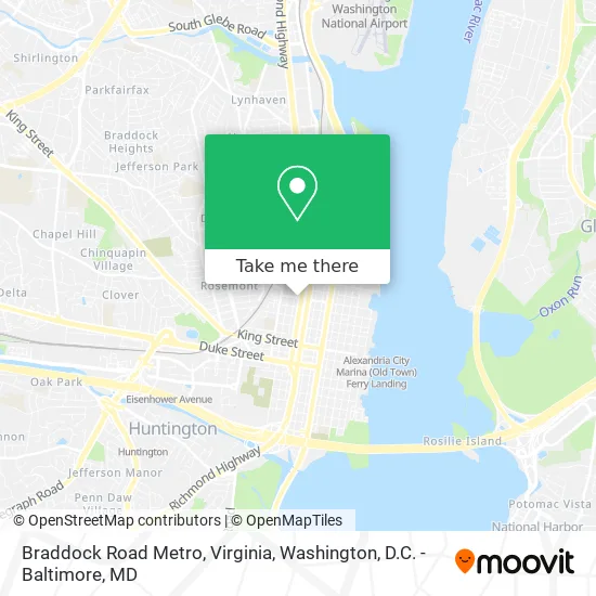 Mapa de Braddock Road Metro, Virginia