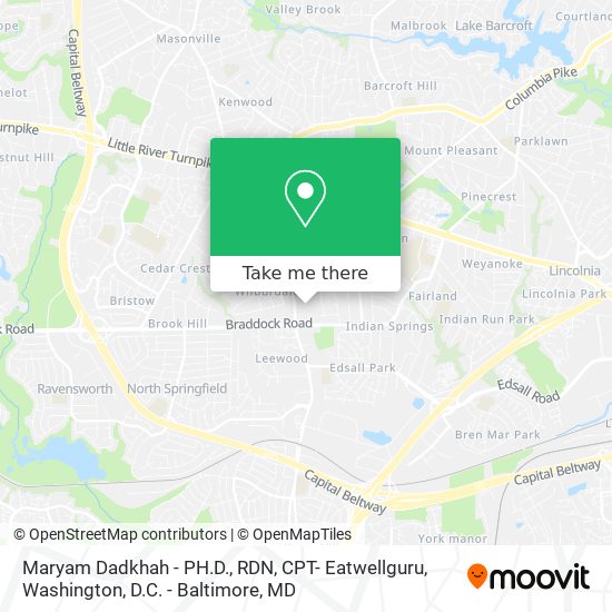 Maryam Dadkhah - PH.D., RDN, CPT- Eatwellguru map