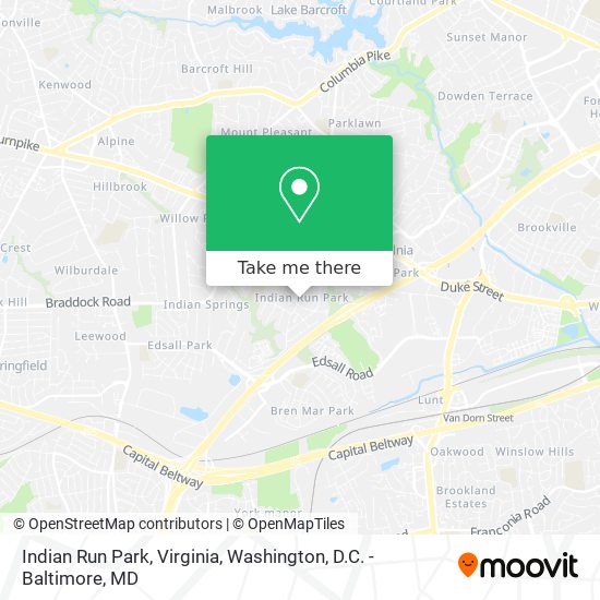 Mapa de Indian Run Park, Virginia