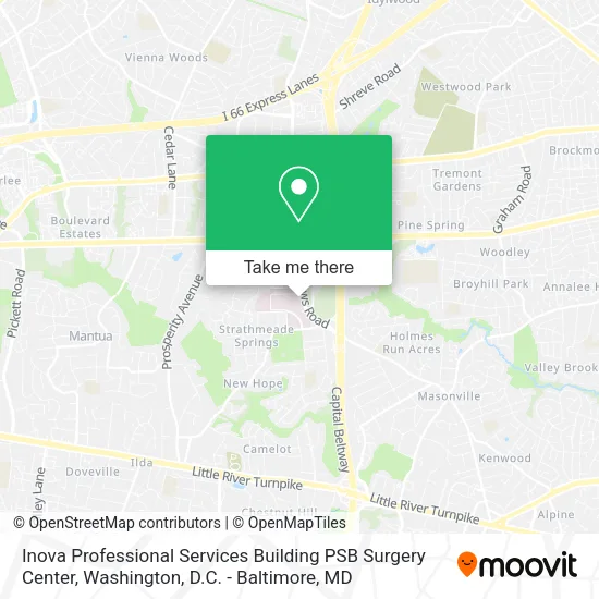 Mapa de Inova Professional Services Building PSB Surgery Center