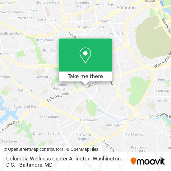 Columbia Wellness Center Arlington map