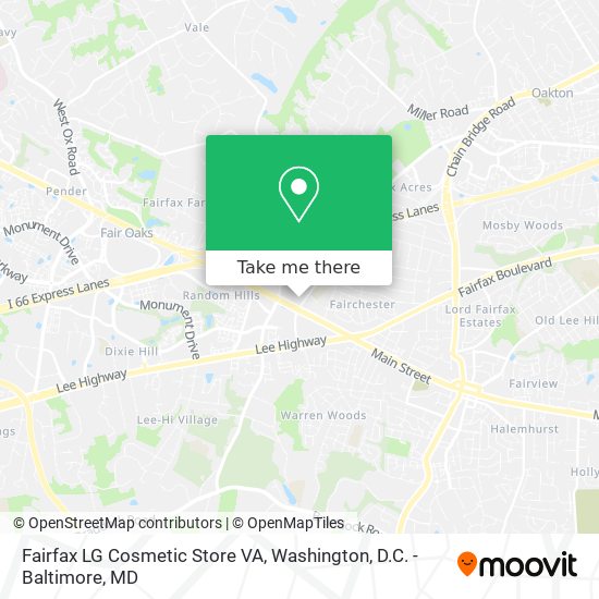 Mapa de Fairfax LG Cosmetic Store VA