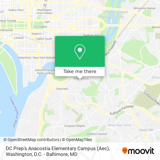 Mapa de DC Prep's Anacostia Elementary Campus (Aec)